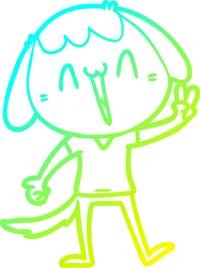 Bir insan tarafından çizilmiş gülen bir köpeğin soğuk gradyan çizimi