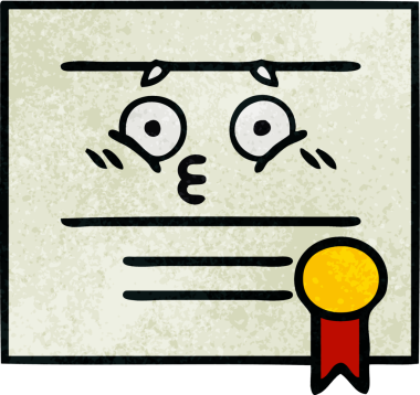 Bir insan tarafından çizilmiş mezuniyet diplomasının retro grunge dokusu.