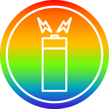 bir insan tarafından çizilmiş gökkuşağı gradyanı olan akü dairesel simgesi