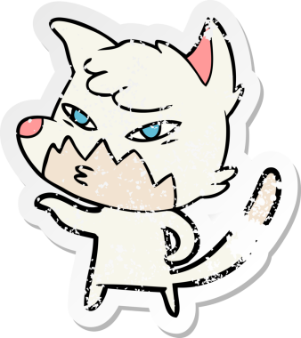 Bir insan tarafından çizilmiş zeki bir tilkinin sıkıntılı çıkartması.