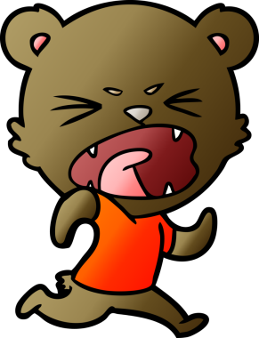 Bir insan tarafından çizilen kızgın çizgi film ayısı.