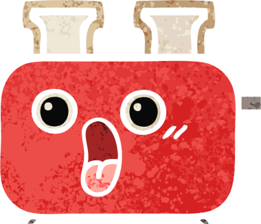 Bir insan tarafından çizilmiş bir tost makinesinin retro çizim stili karikatürü