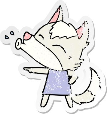 Bir insan tarafından çizilmiş, uluyan bir kurdun dertli çıkartması.