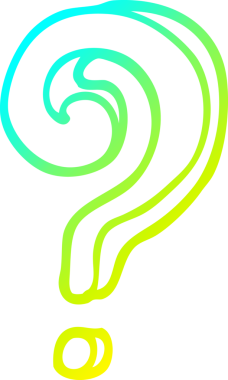 Bir insan tarafından çizilen soru işaretinin soğuk gradyan çizgisi