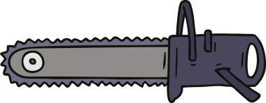 Bir insan tarafından çizilmiş zincir testerenin karikatürü.