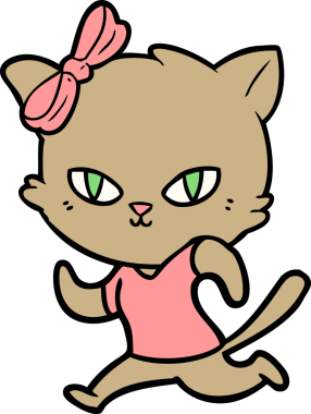 Bir insan tarafından çizilmiş şirin çizgi film kedisi.