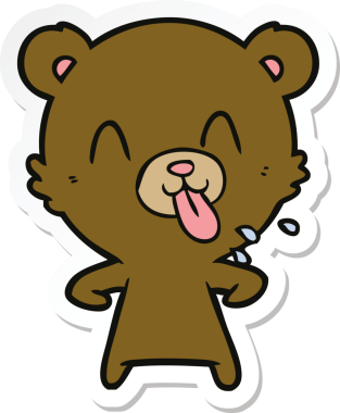 Bir insan tarafından çizilmiş kaba bir çizgi film ayısının çıkartması.