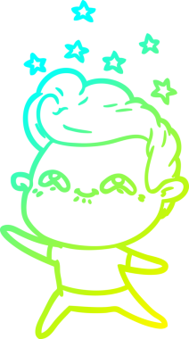 Bir insan tarafından çizilmiş, heyecanlı bir çizgi film çizimi.