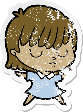 Bir insan tarafından çizilmiş karikatür bir kadının sıkıntılı çıkartması.