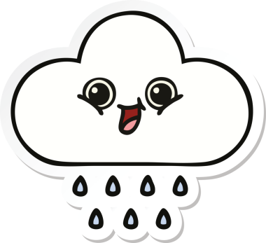 Bir insan tarafından çizilmiş şirin bir yağmur bulutunun çıkartması.