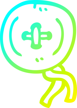 Bir insan tarafından çizilmiş eski bir ahşap düğmenin soğuk çizgi çizimi