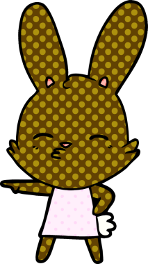 Bir insan tarafından çizilmiş meraklı tavşan çizgi filmi.