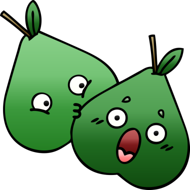 Bir insan tarafından çizilmiş armutun gölgelenmiş karikatürü