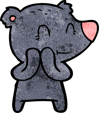 Bir insan tarafından çizilmiş gülümseyen ayı çizgi filmi.