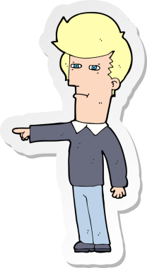 Bir insan tarafından çizilmiş bir karikatürcünün çıkartması.