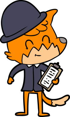 Bir insan tarafından çizilmiş çizgi film arkadaş canlısı tilki yöneticisi.