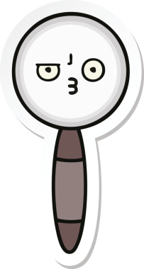 Bir insan tarafından çizilmiş şirin bir çizgi film büyütecinin çıkartması.