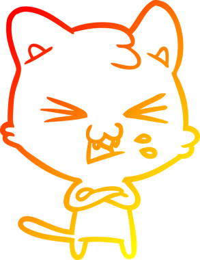 Bir insan tarafından çizilmiş çizgi film kedisinin sıcak çizgi çizimi