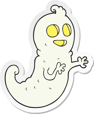 Bir insan tarafından çizilmiş bir hayaletin çıkartması.