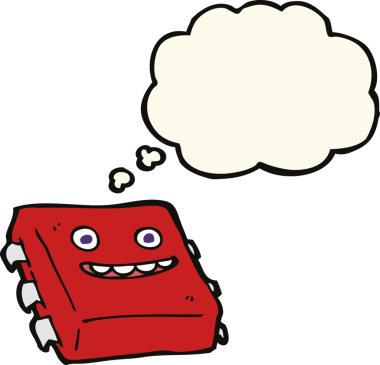 Bir insan tarafından çizilmiş düşünce baloncuklu karikatür bilgisayar çipi