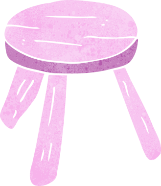 Bir insan tarafından çizilmiş pembe bir tabure.