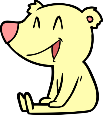 Oturan ayı çizgi filmi bir insan tarafından çizilmiş.