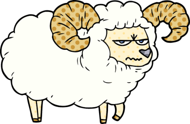 Bir insan tarafından çizilmiş kızgın bir koç.