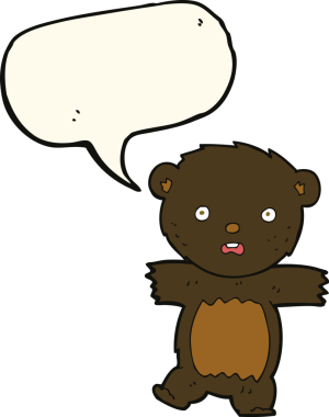 Bir insan tarafından çizilen düşünce baloncuğuyla siyah ayı yavrusu şok edildi.