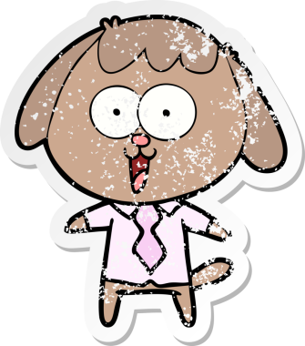 Bir insan tarafından çizilmiş şirin bir köpeğin sıkıntılı çıkartması.