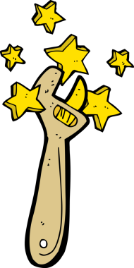 bir insan tarafından çizilmiş ayarlanabilir çizgi film anahtarı