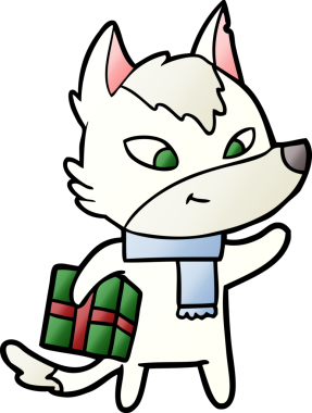 Bir insan tarafından çizilmiş dost canlısı bir Noel Kurdu.