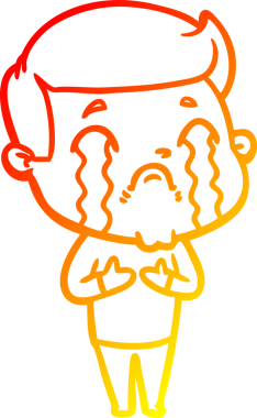 Bir insan tarafından çizilmiş ağlayan bir çizgi film karakteri çizimi.