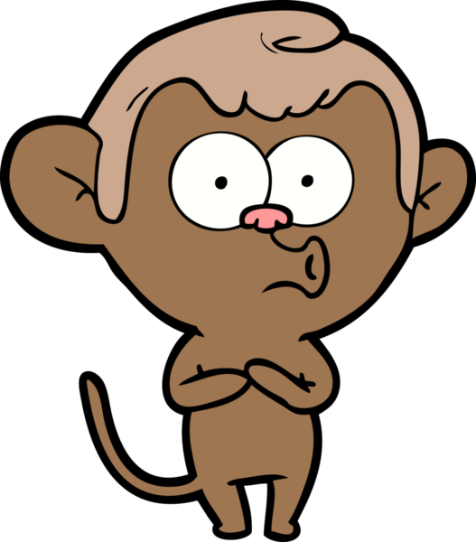 Bir insan tarafından çizilmiş korna çalan maymun.