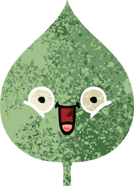 Bir insan tarafından çizilmiş dışavurumsal yaprağın retro çizim tarzı karikatürü