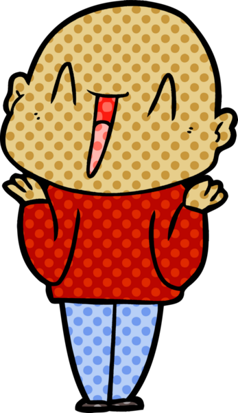 Bir insan tarafından çizilmiş mutlu, kel adam.