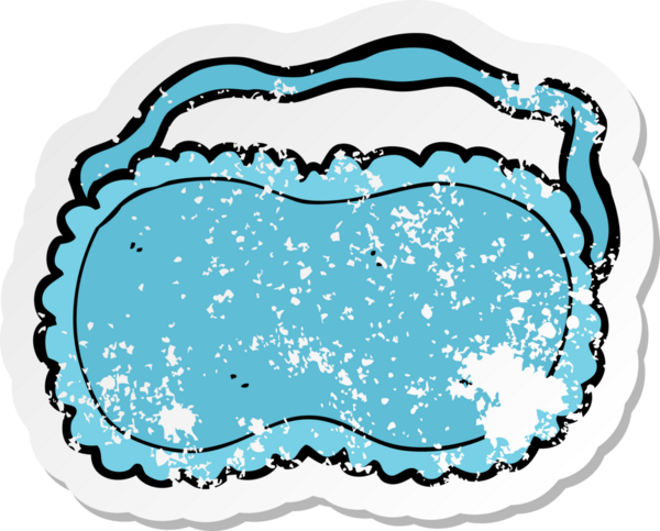 Bir insanın çizdiği uyku maskesinin gerilimli retro yapıştırması.