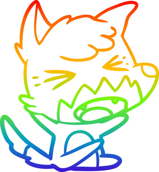 Bir insan tarafından çizilmiş kızgın bir tilkinin gökkuşağı gradyanı çizimi
