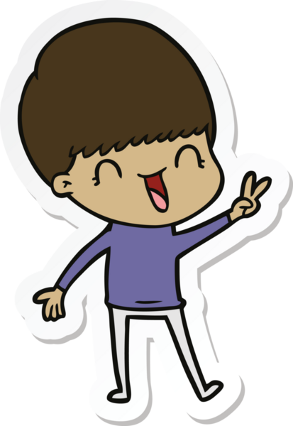 Bir insan tarafından çizilmiş mutlu bir çizgi film çocuğunun çıkartması.