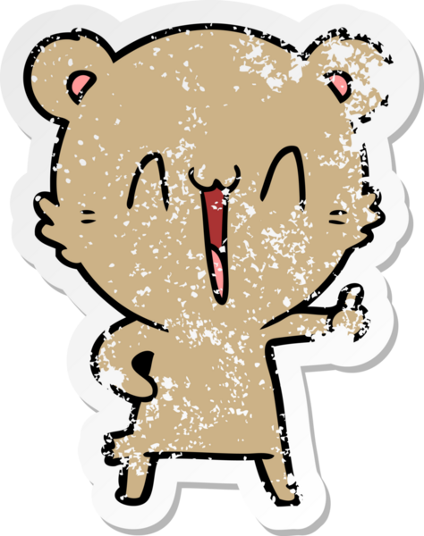 Bir insan tarafından çizilmiş mutlu ayı karikatürünün sıkıntılı çıkartması.