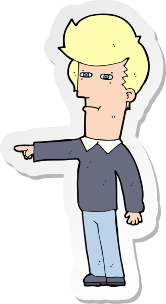 Bir insan tarafından çizilmiş bir karikatürcünün çıkartması.