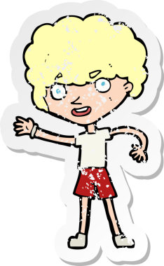 Bir insan tarafından çizilmiş sportif bir çizgi filmin gerilimli çıkartması.