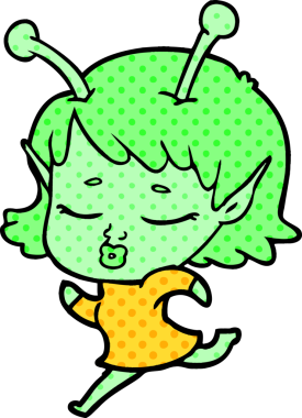 Bir insan tarafından çizilmiş uzaylı kız.