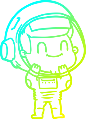 Bir insan tarafından çizilmiş mutlu bir astronotun soğuk gradyan çizimi.