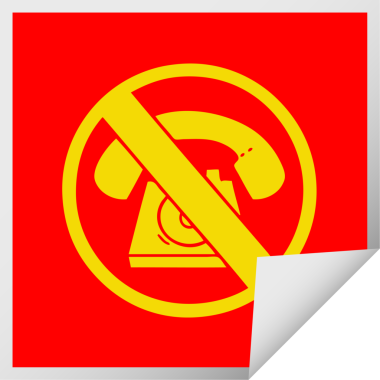 Bir insan tarafından çizilen imzaya izin verilmeyen bir telefonun kare soyma etiketi karikatürü