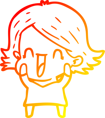 Bir insan tarafından çizilmiş mutlu bir kadının çizgi çizimi.