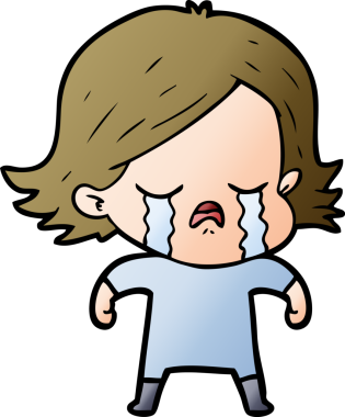 Bir insan tarafından çizilmiş ağlayan çizgi film kızı.