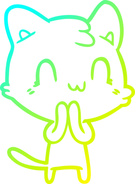 Bir insan tarafından çizilen mutlu çizgi bir kedinin soğuk gradyan çizimi