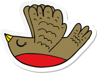 Bir insan tarafından çizilmiş uçan kuşun çıkartması.