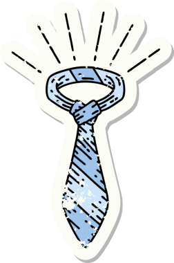 Bir insan tarafından çizilmiş eski bir dövme stili ofis kravatı.