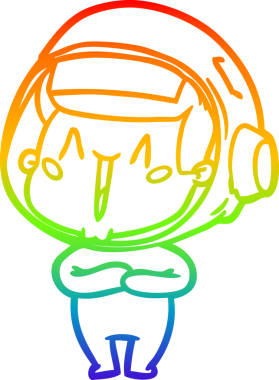 gökkuşağı gradyan çizimi mutlu bir çizgi astronot çizimi bir insan tarafından çizildi